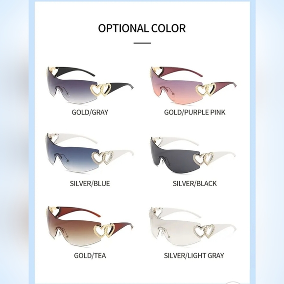 New women's sunglasses heart sides gold/gray or silver/light gray - Picture 16 of 16